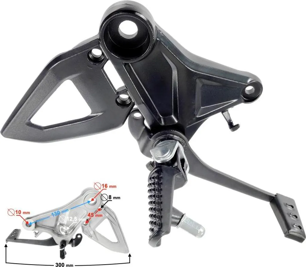Repose-pied avant droit Naked 125 pour réparation après chute moto