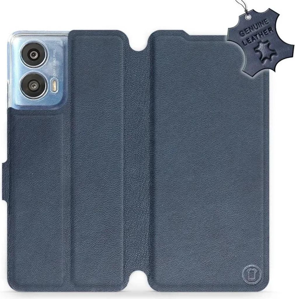 Echtleder Handyhülle für Motorola Moto G24, Mobiwear Leather, Dunkelblau