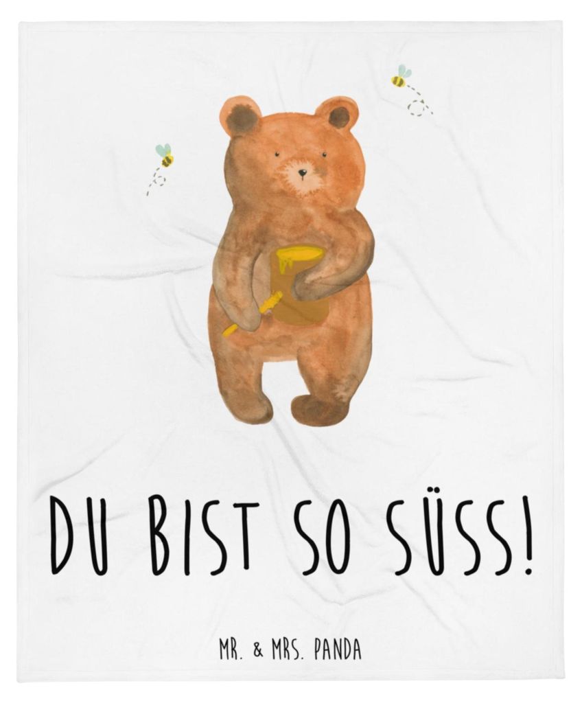 Mr. & Mrs. Panda Kuscheldecke Bär Honig - Weiß - Geschenk, Tagesdecke, Decke, Teddy, Plüschdecke, Winterdecke, Bettdecke, Partner, Verliebte, Liebe