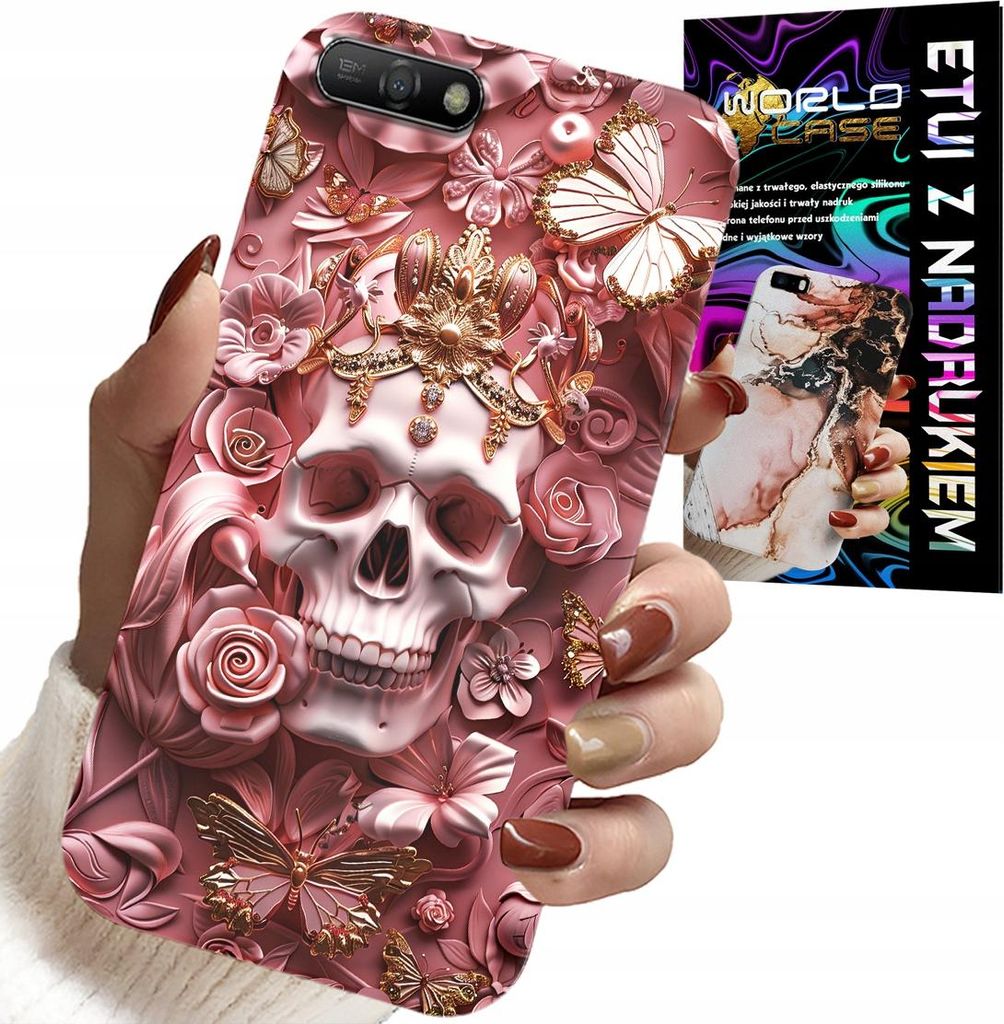 Hülle Für Huawei Y6 2018 - Feminine, Trendige Designs, Totenkopf In Rosen