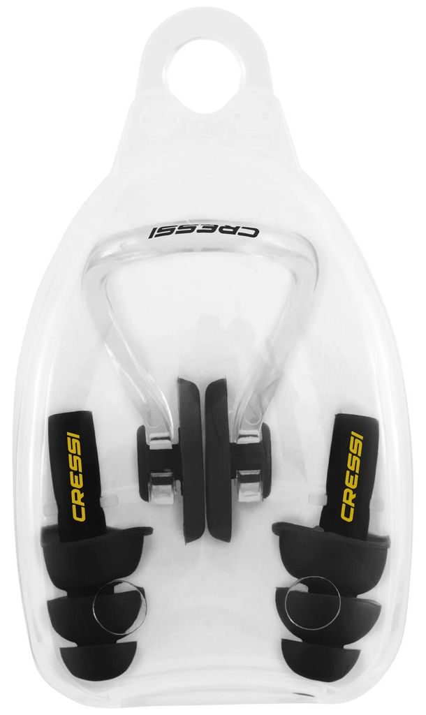 Cressi Aqua Kit Ear Plugs + Nose Clip - Black Black