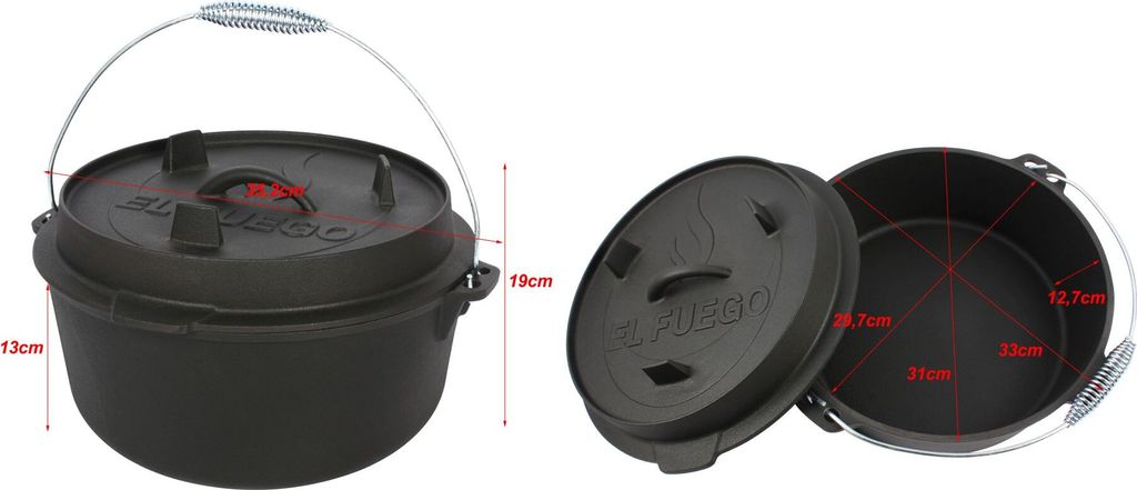 EL Fuego Dutch Oven 7,2 L, Deckel 1,8 L, AY4631 Produktbild 4