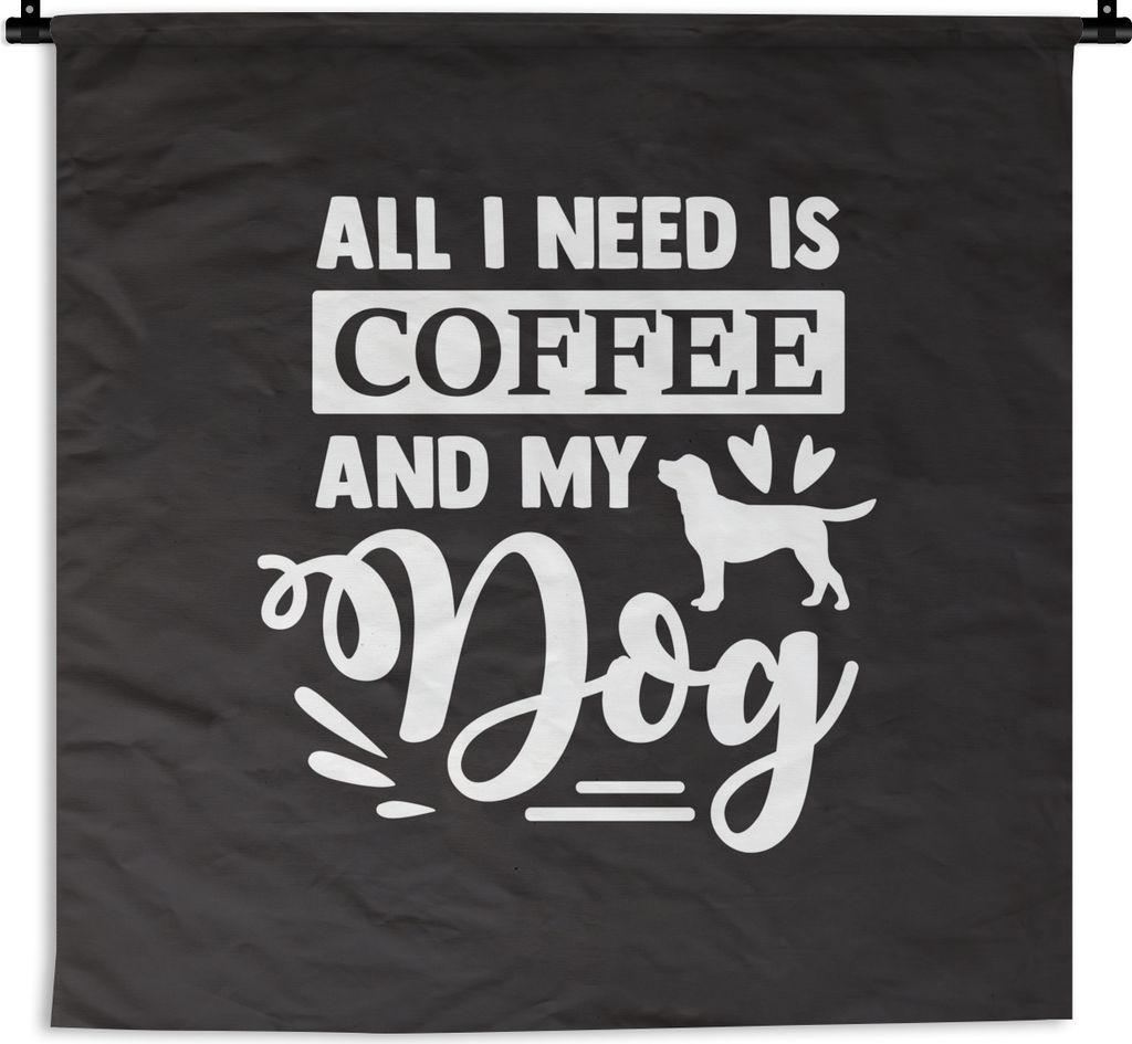 MuchoWow Wandteppich Wandbehang Hunde - Kaffee - Zitate 120x120 cm Tapisserie Dekoration Wandtuch - Modern - Baumwollgewebe