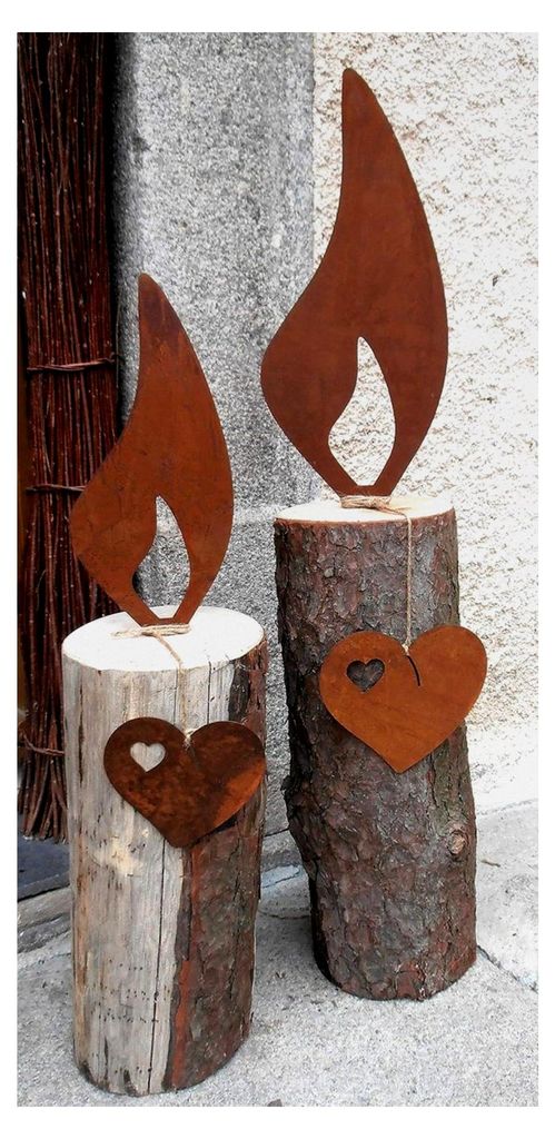 Edelrost Flamme für Holz H40cm Weihnachts Gartendekoration