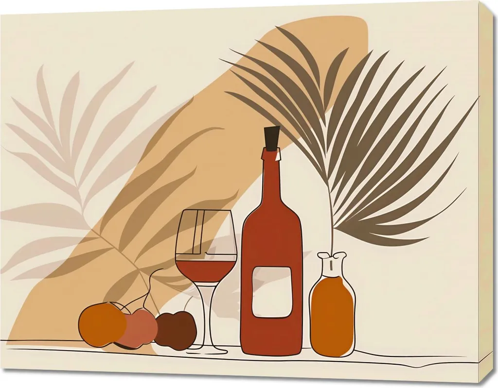 Déco murale salon Vin et Palmiers 90x70 cm - Ambiance vacances été