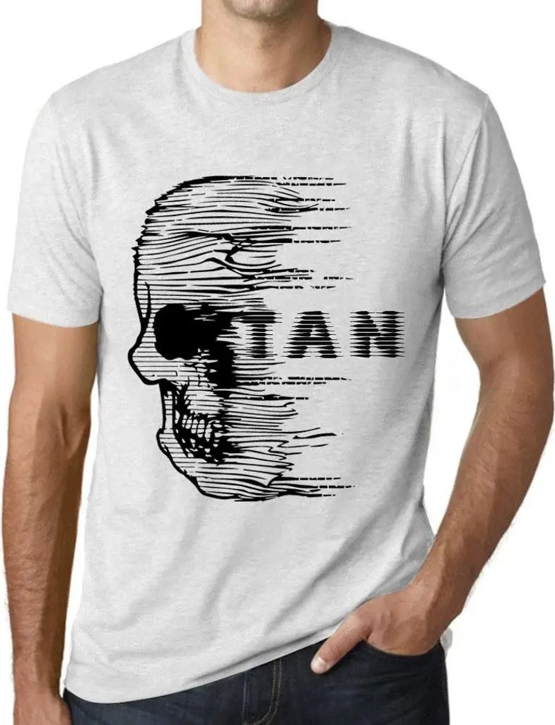 Herren Grafik T-Shirt Angst Schädel bräunen – Anxiety Skull Tan – Öko-Verantwortlich Vintage Jahrgang Kurzarm Lustige Druck Geburtstag Gesch...