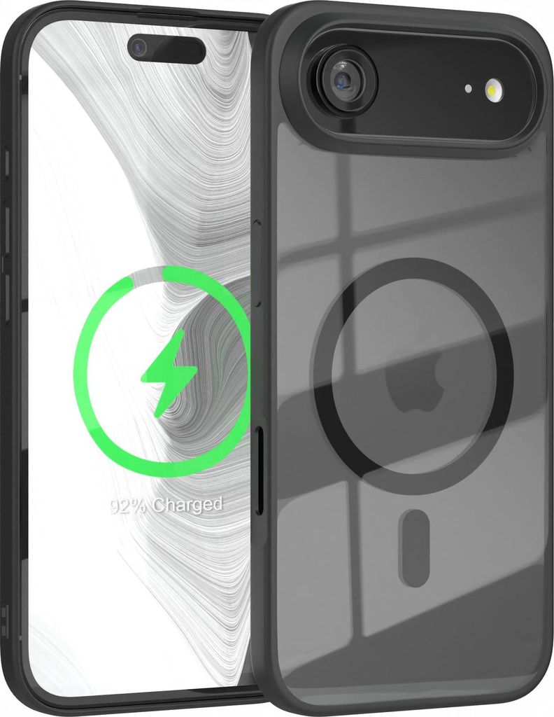 EAZY CASE Clear MagSafe Case für Apple iPhone Air, Qi-Charging, Silikon mit Kameraschutz, Bumper Case in Schwarz