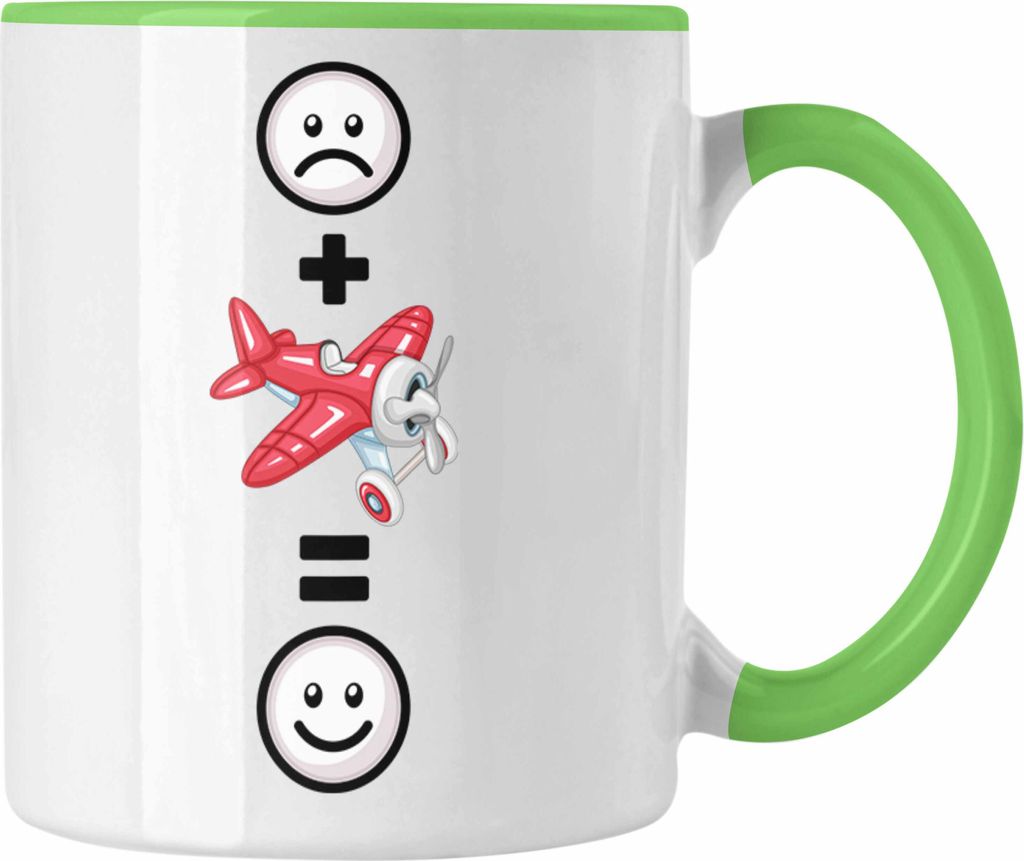 Trendation - Kunstflugzeug Tasse Geschenk für Kunstflieger Geburtstag Lustige Geschenkidee :( + Kunstflieger = :) (Grün)