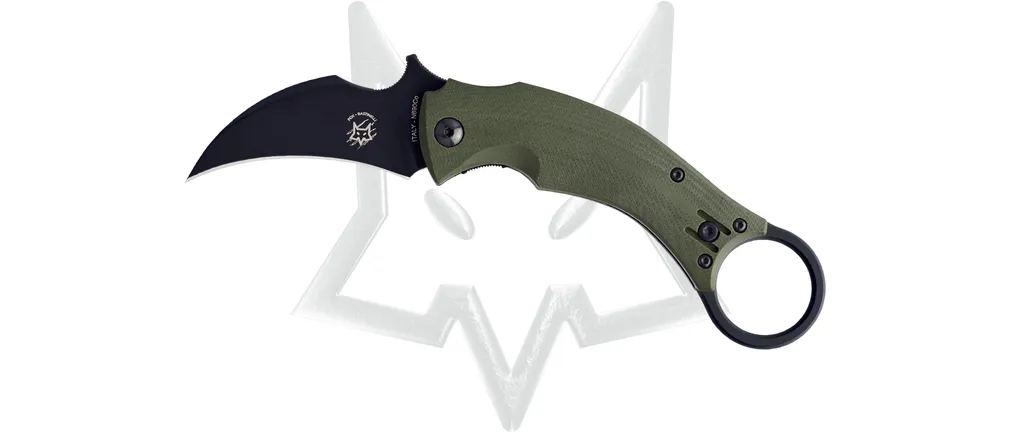 Couteau Karambit pour Self-Défense FOX Black Bird G10 Vert Militaire