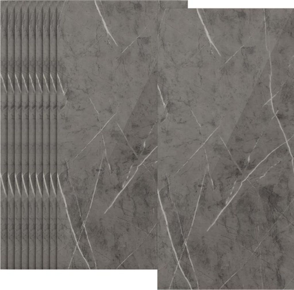 Bettizia 10x Fliesenaufkleber grau Marmor, 60 x 30 cm, Produktbild 