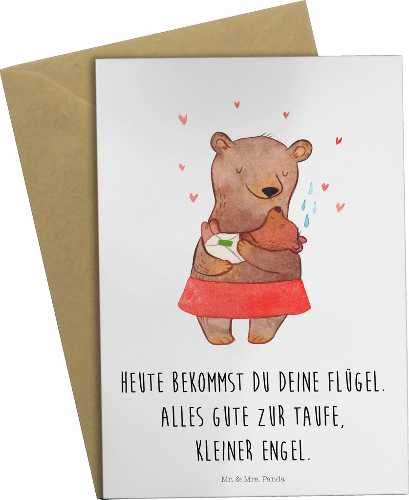 Mr. & Mrs. Panda Grußkarte Bären Taufe - Weiß - Geschenk, Taufspruch, Taufgeschenk, Bär, hochzeitskarten, Klappkarte, Grußkarten, Zur, weihnac...