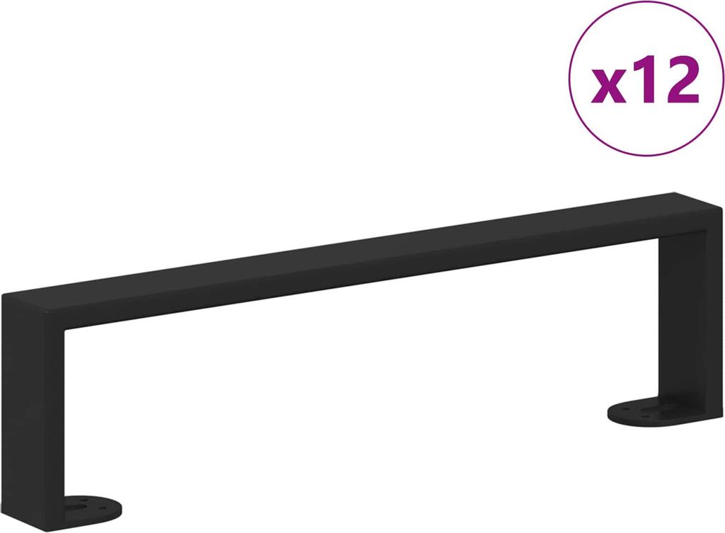 vidaXL Möbelbeine 12 pcs Schwarz 376 x 40,5 x 100 mm Eisen