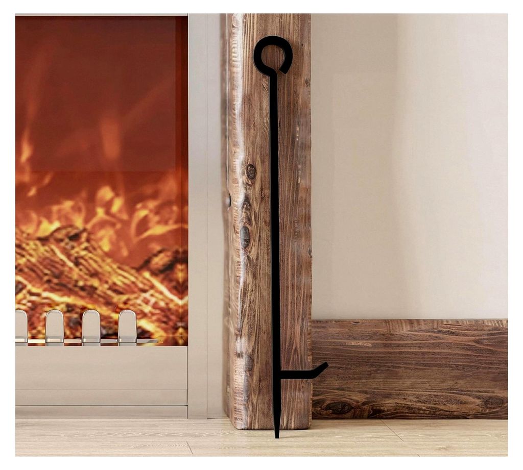 Schwerlast Kaminschürhaken 43 cm - geschmiedeter Eisen-Schürhaken mit Haken - geeignet für Holzbrenner, Feuerstellen & offenes Feuer - Schwarzes...