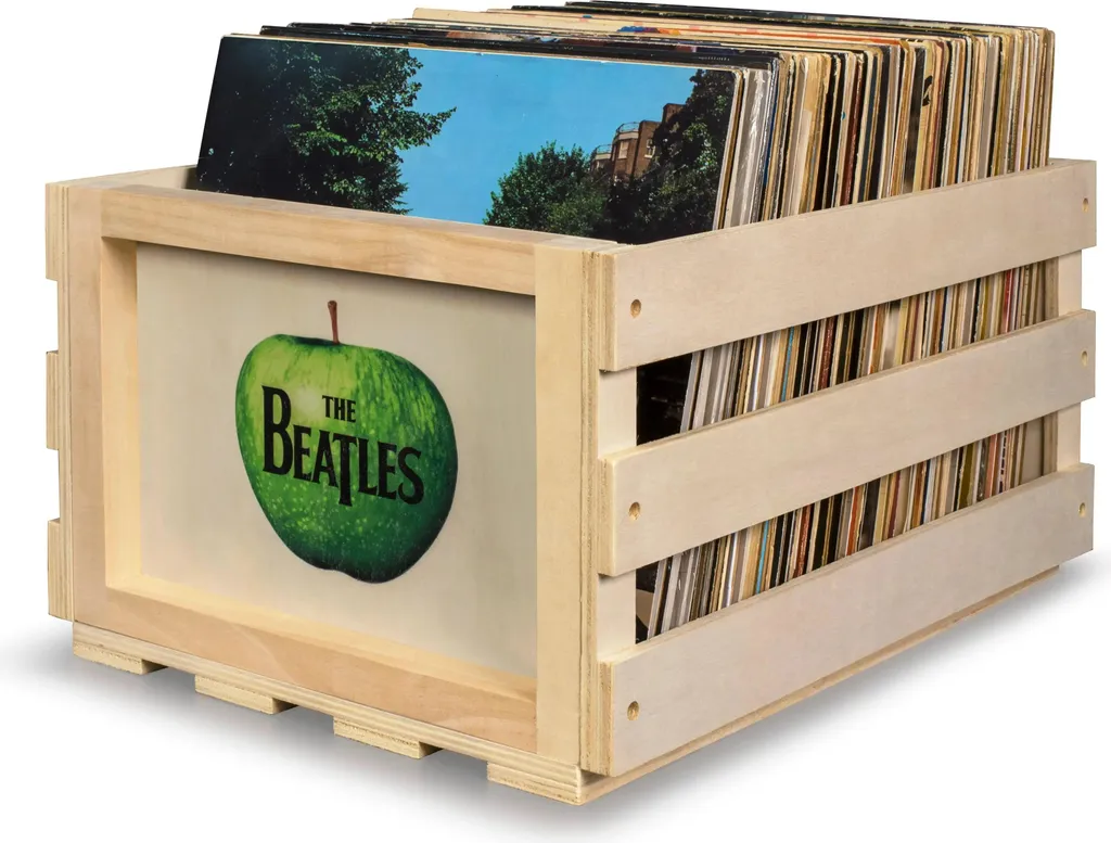 Porte-disques bois anti-rayures The Beatles Apple pour protéger vinyles