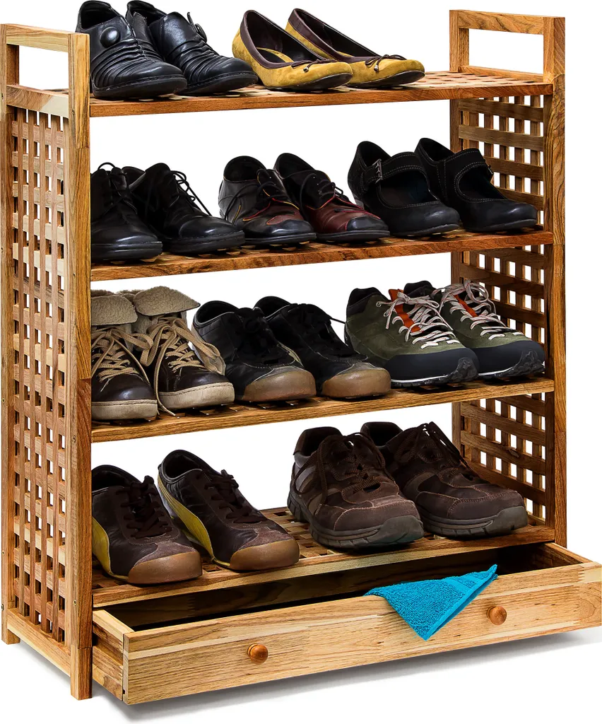Meuble à chaussures en bois naturel Relaxdays doté d'un tiroir haut
