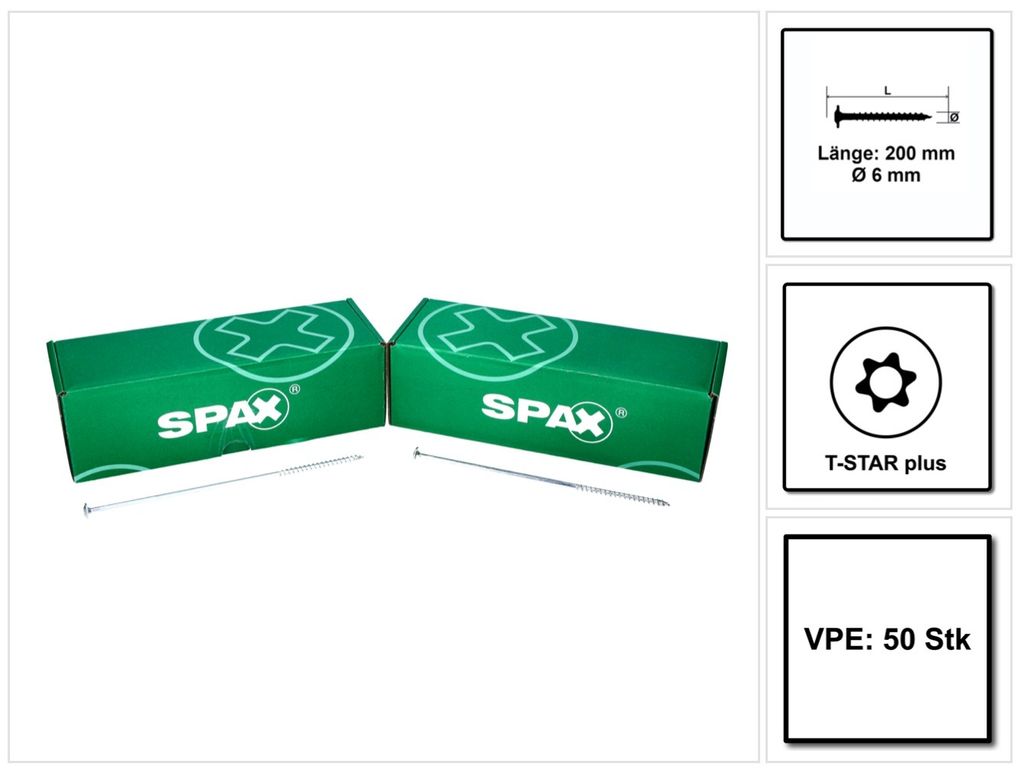 SPAX 251010602005 Tellerschrauben 6 mm 200 mm T-Profil Produktbild 14