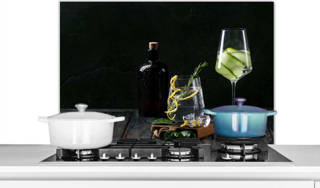 KitchenYeah Spritzschutz Küche - Küchenrückwand - Wandschutz für Herd und Spüle - Getränk - Weinglas - Obst 80x55 - Alu-Dibond (Alternativ...