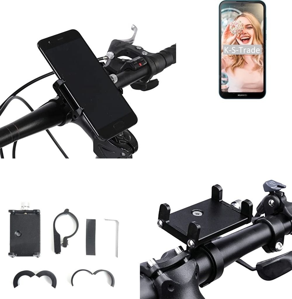 K-S-Trade Handyhalterung für das Fahrrad kompatibel mit Huawei Y5 2019 Halter Lenkstange Fahrradhalterung Motorrad Bike Mount Befestigung Smartphone