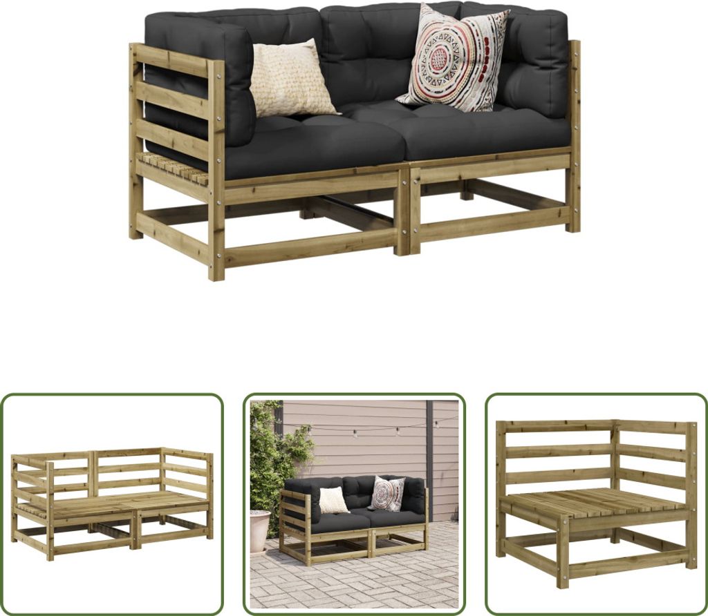 The Living Store 2-tlg. Garten-Sofagarnitur Kiefernholz Imprägniert