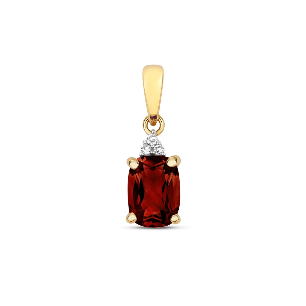 Pendentif Femme Or 375/1000 Diamant et Grenat 16mm TRS34932 Véritable