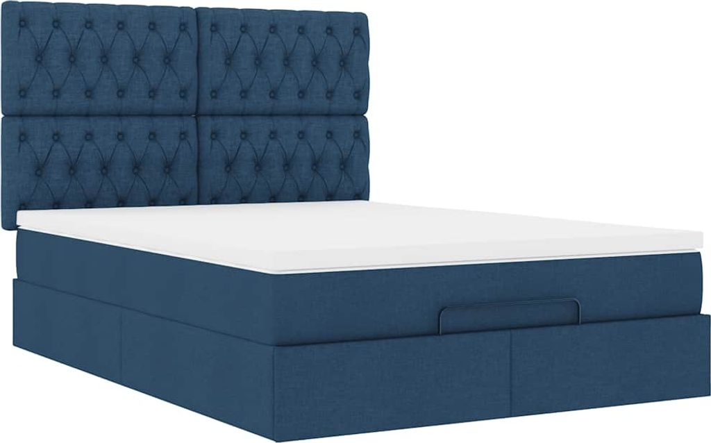 Ottoman-Bett mit Matratze Blau 140x190 cm Stoff
