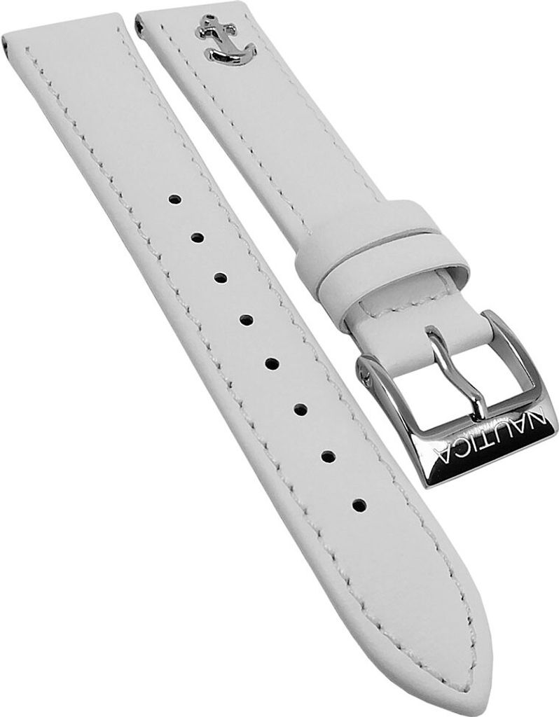 Nautica > Uhrenarmband 18mm Leder gepolstert weiß Anker NAD16530MW