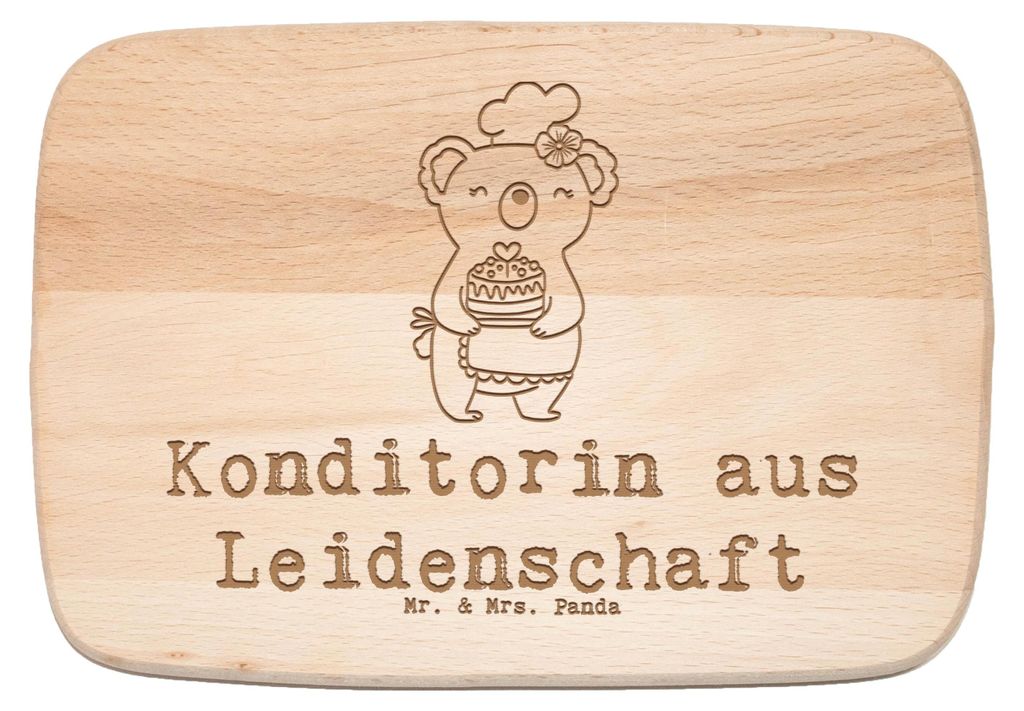 Mr. & Mrs. Panda Schneidebrett Konditorin Leidenschaft - Transparent - Geschenk, Lustig, Witzig, Frühstücksbrettchen, Holzbrett, Frühstücksbret...