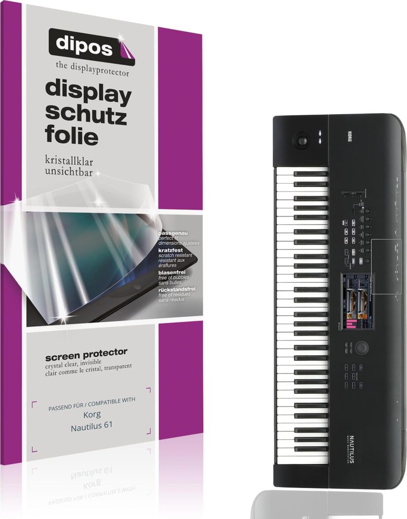 2x Schutzfolie für Korg Nautilus 61 klar Displayschutzfolie Folie Display Schutz dipos