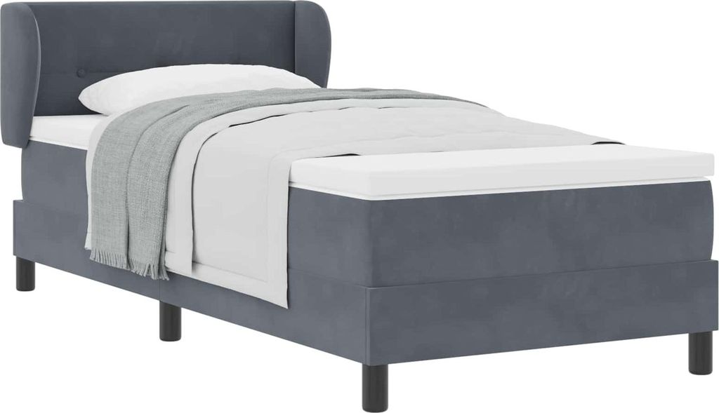 Boxspringbett mit Kopfteil Dunkelgrau 100 x 200 cm Samt