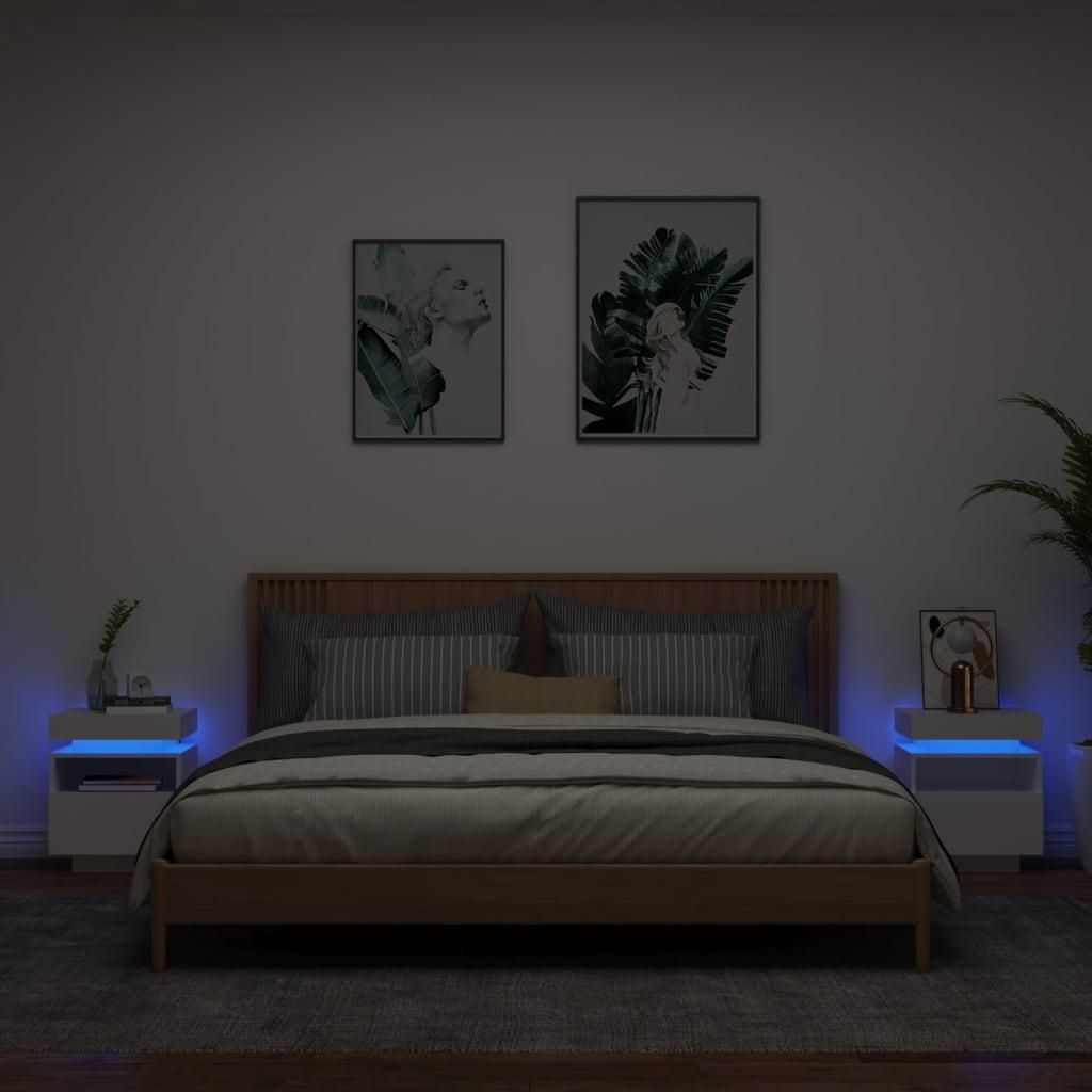 A bedroom scene with a bed and two nightstands.