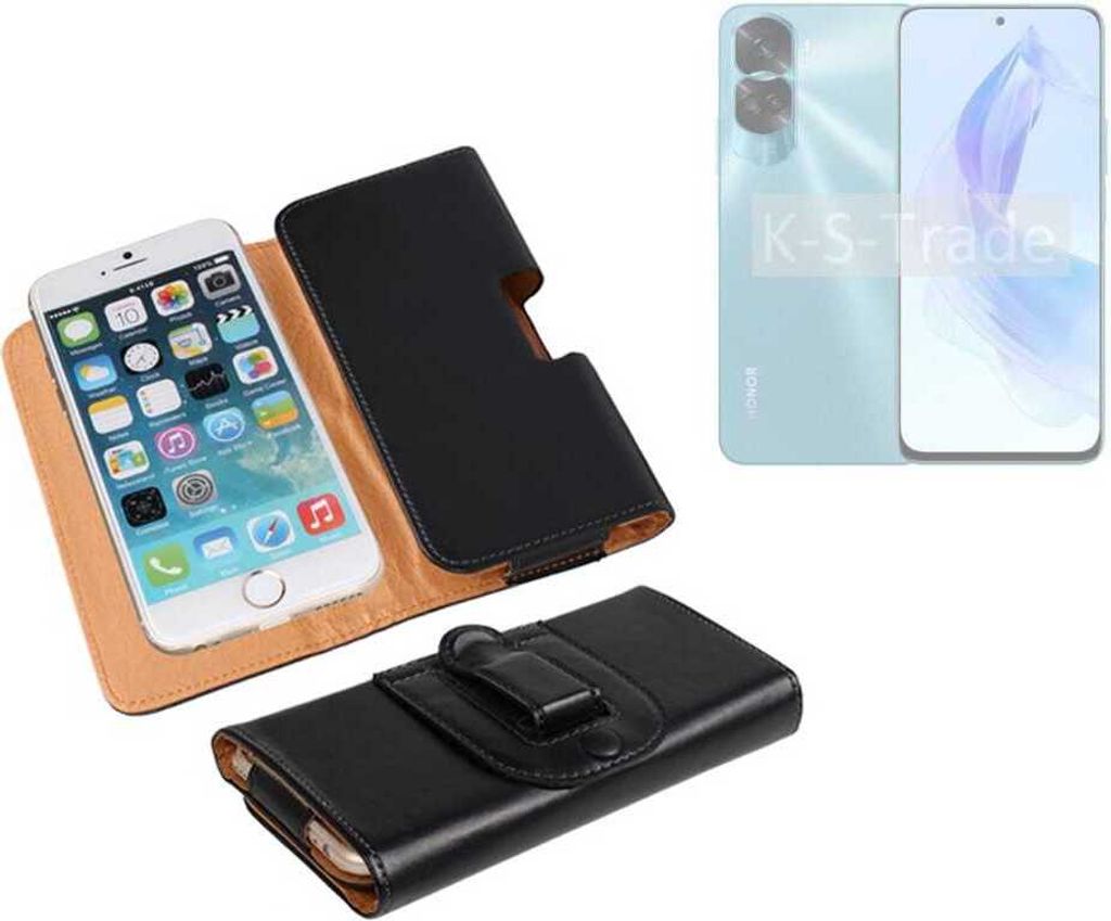K-S-Trade Schützhülle Handyhülle kompatibel mit Honor 90 Lite Holster Gürtel Tasche Schutzhülle Handy-Tasche Smartphone Case Seitentasche schwarz