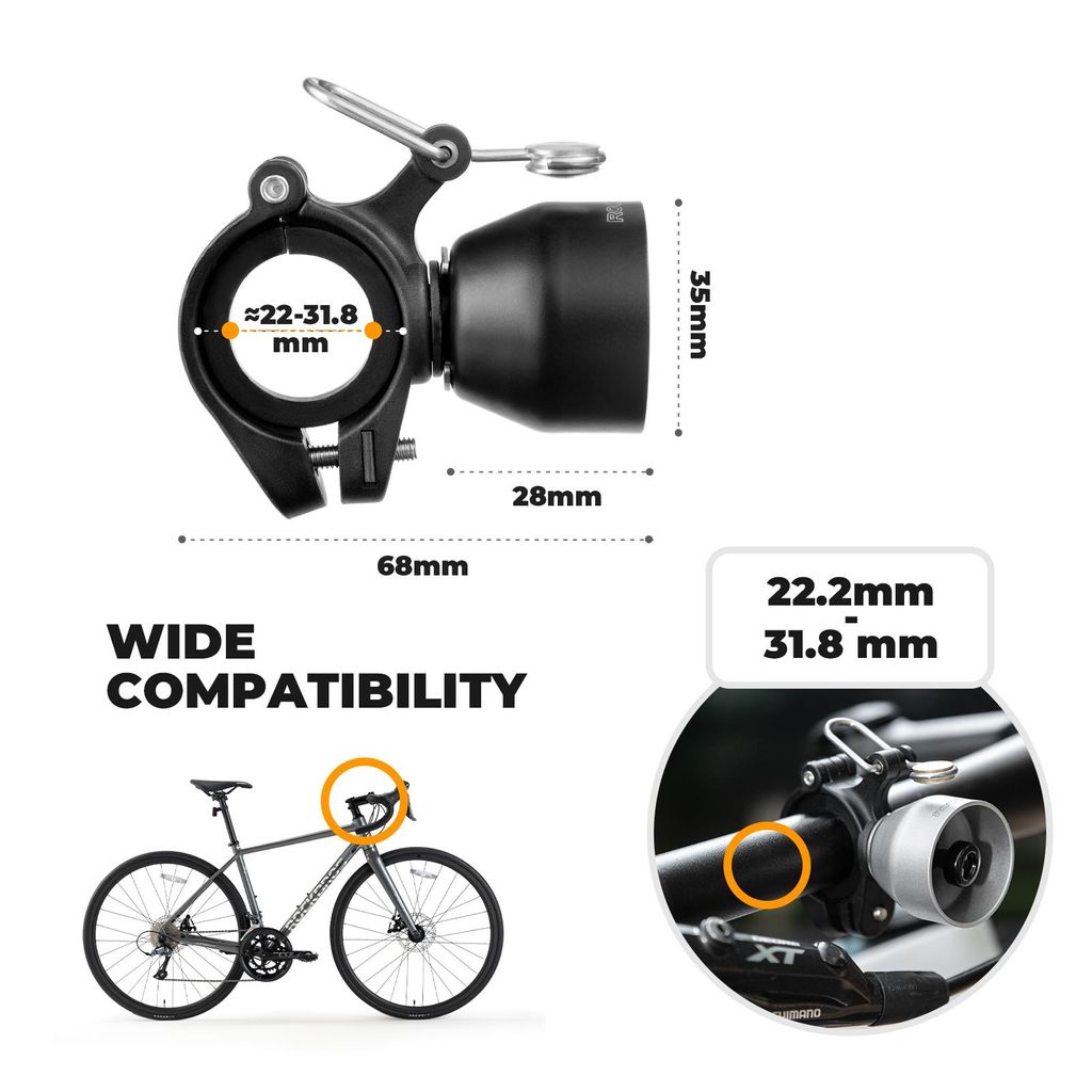 ROCKBROS Sonnette de vélo Mini sonnette 90dB pour guidon de ROCKBROS Sonnette de vélo Mini sonnette 90dB pour guidon de