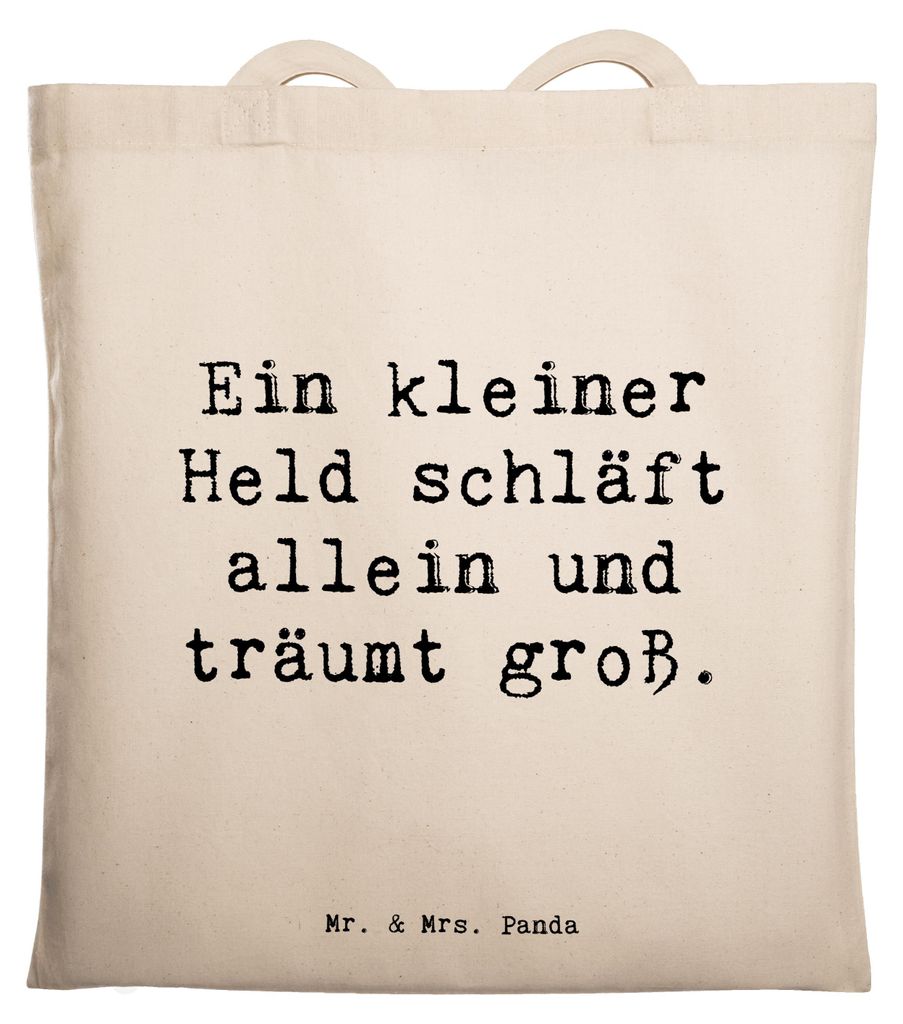 Mr. & Mrs. Panda Tote Bag Spruch Alleine schlafen lernen - Transparent - Geschenk, Zuversicht, liebevoll, Tasche, friedlich schlummern, Trost, Stof...
