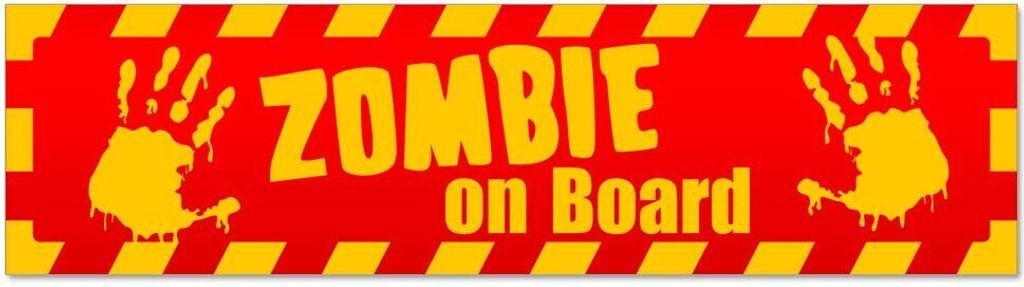 Kiwistar - Autoaufkleber - Rot - 30 x 8 cm - Zombie ob Board gestreift - Hinweis Aufkleber Sticker für Auto, Kfz, Fahrrad, PKW, LKW
