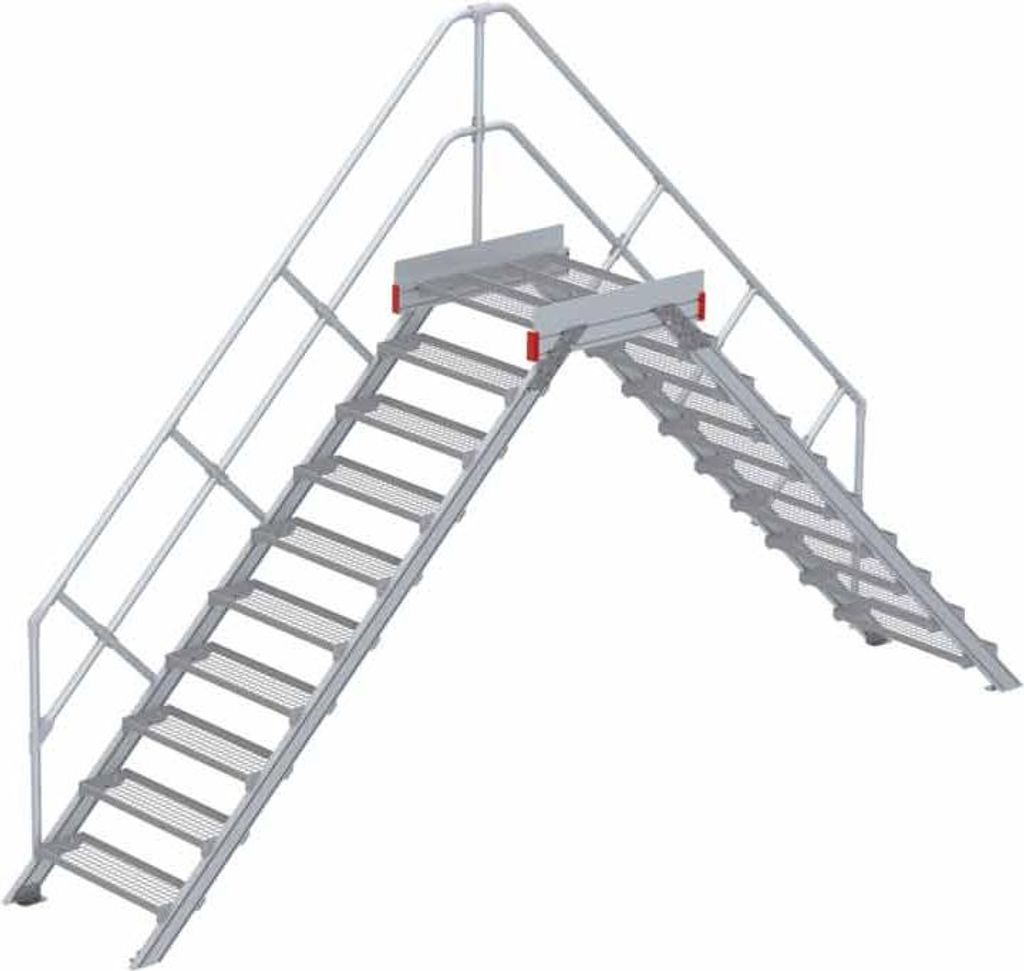 Euroline 512 Überstieg 45° 800mm Stufenbreite 2x10 Stufen Stahl Gitterrost