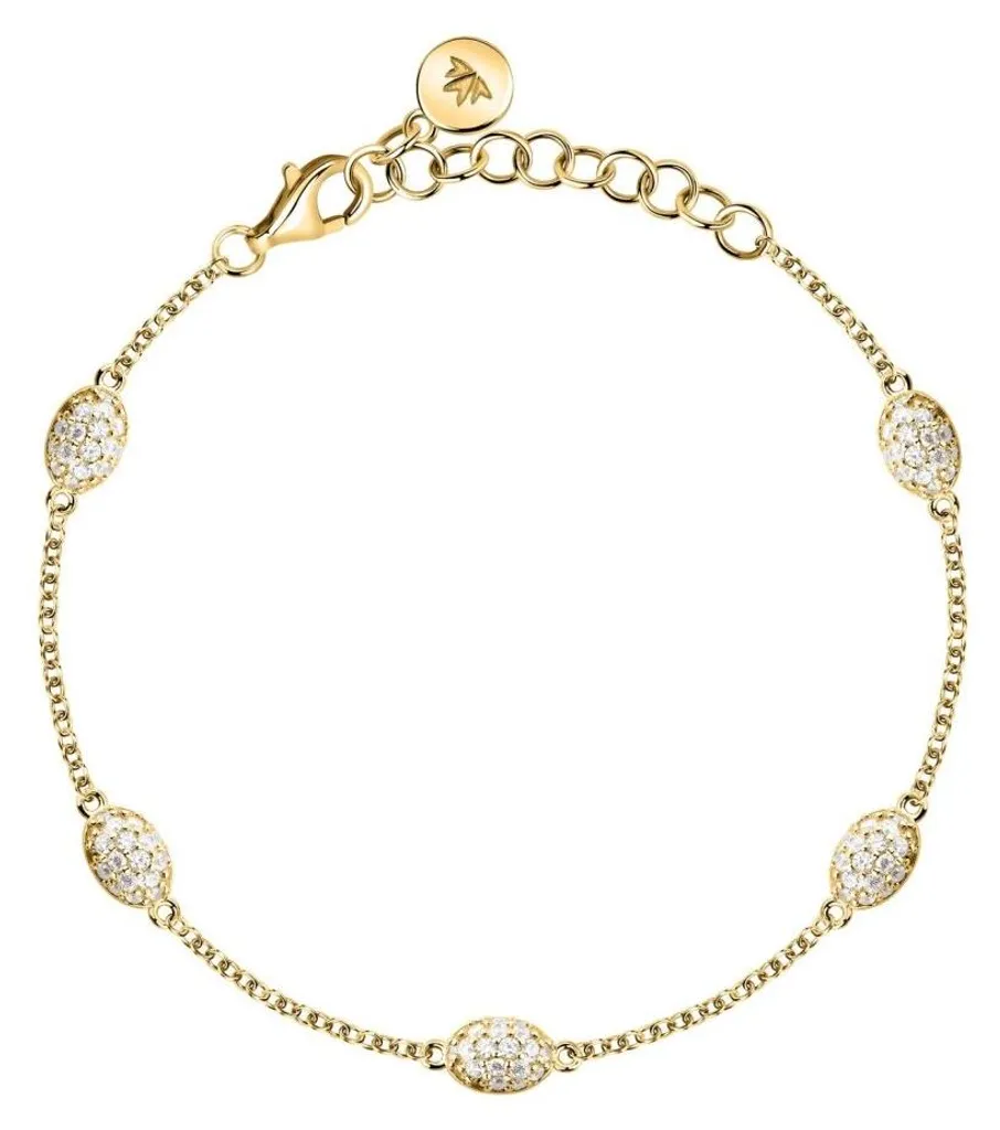 Bracelet plaqué or et pavé de zircone cubique transparente SAZB08