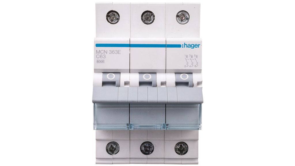 Interruttore automatico 3P C 63A 6kA AC MCN363E Immagine del prodotto 