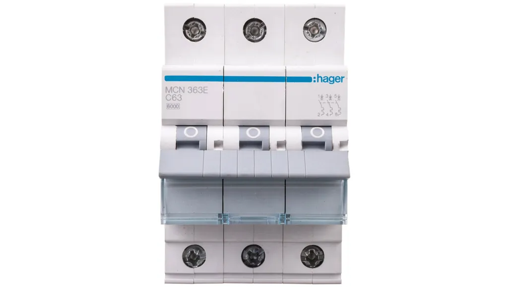 Hager MCN363E Disjoncteur 3P 63A Courbe C - Haute performance 6kA