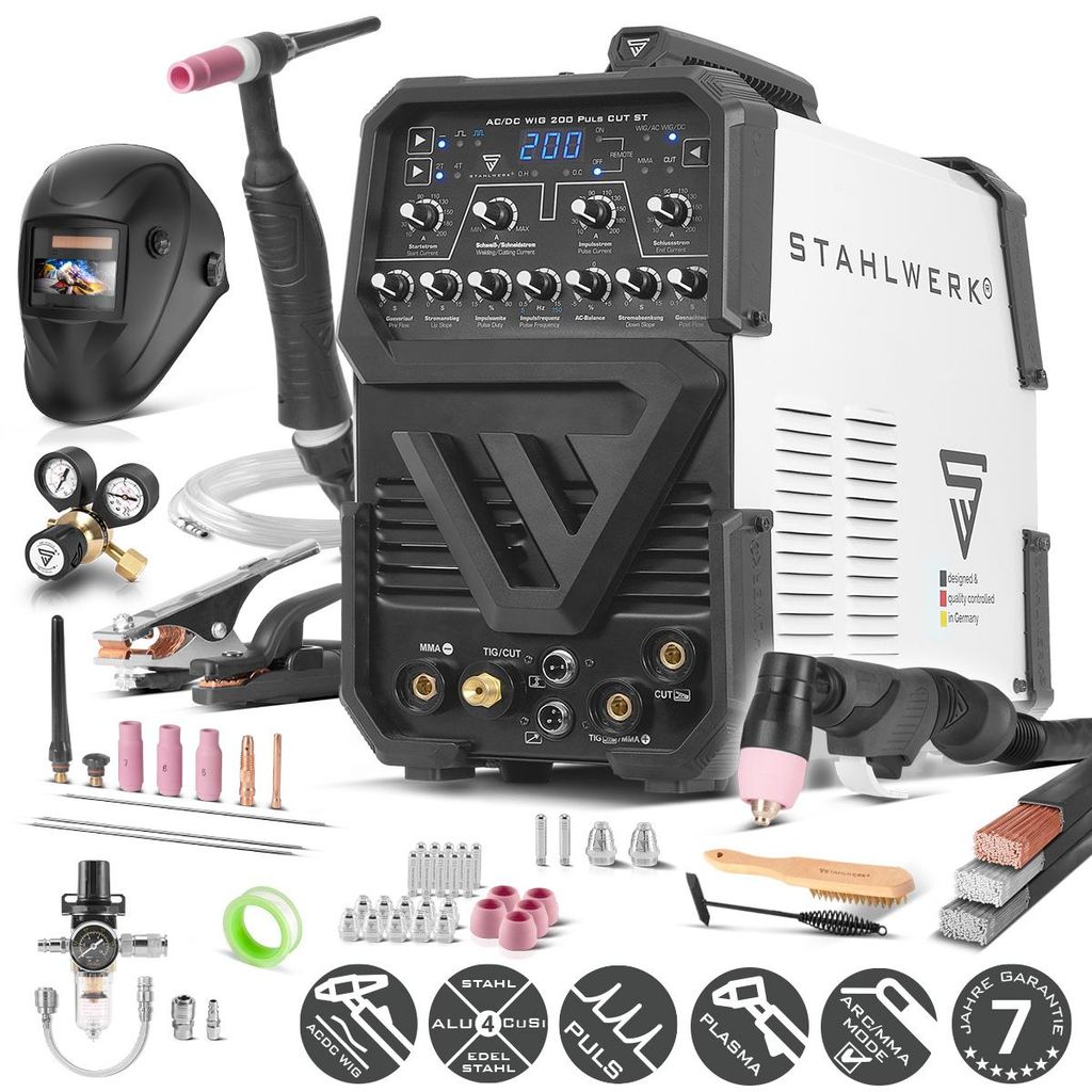 STAHLWERK Schweißgerät 3 in 1 Kombi AC/DC WIG 200 Puls CUT Produktbild 