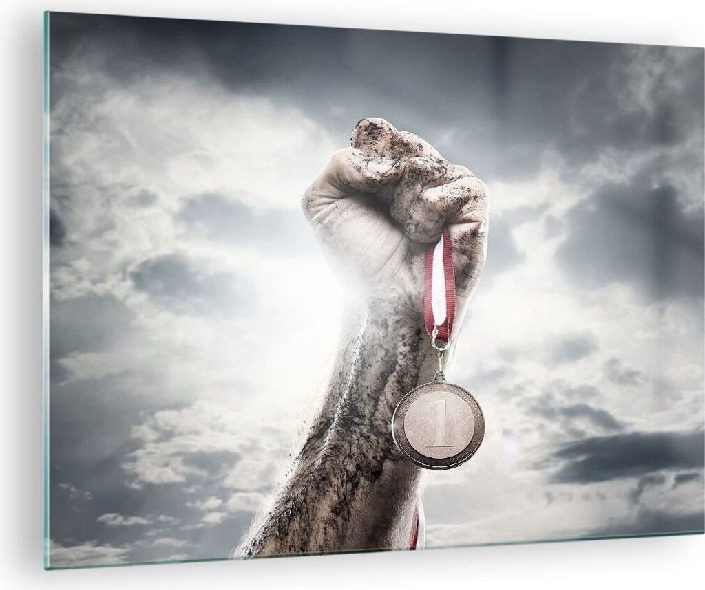 Bilder auf glas - Sport Medaille Sieg Trophäe - 70x50cm - Glasbilder - Wandbilder - Kunstdruck - zum Aufhängen bereit - Wanddekoration aus Glas -...