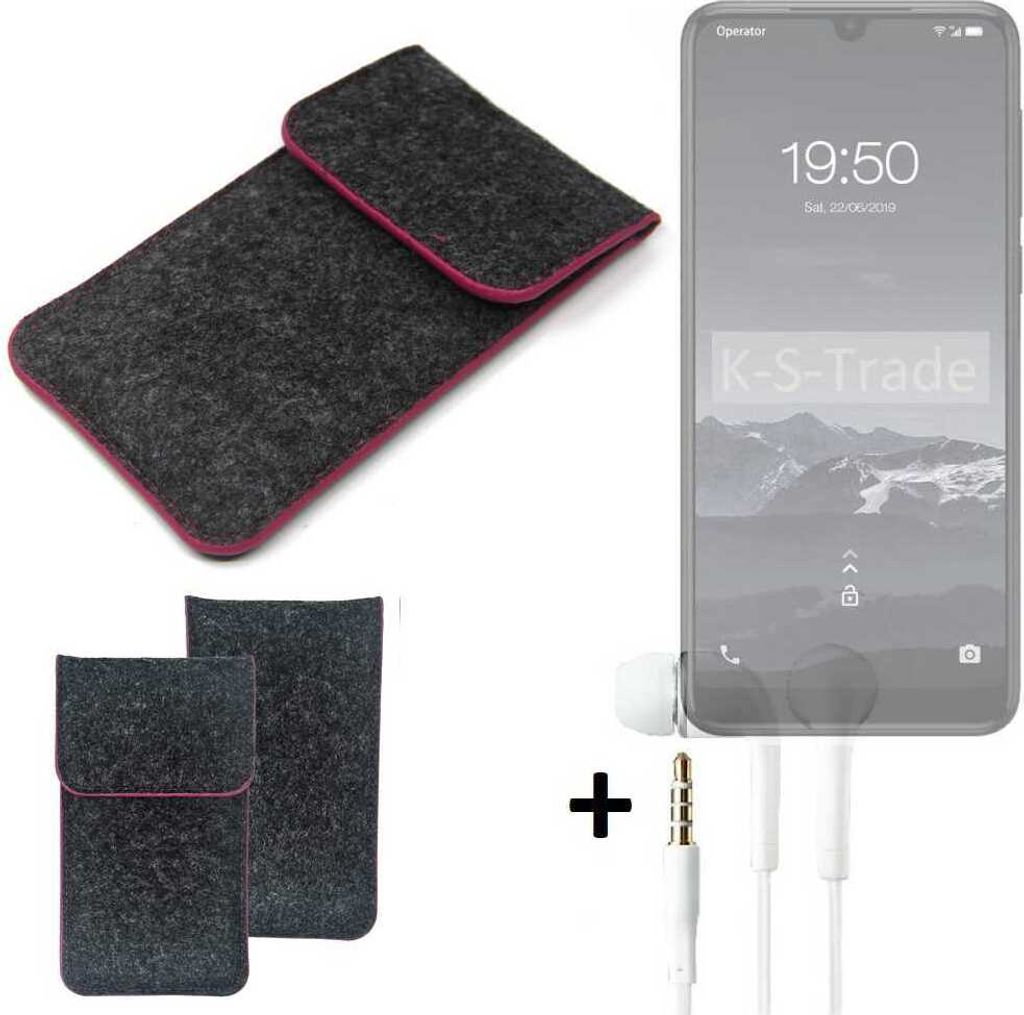 K-S-Trade Handy Hülle Schutz Hülle kompatibel mit Qilive Q3 Schutzhülle Handyhülle Filztasche Pouch Tasche Case Sleeve Filzhülle dunkelgrau rosa