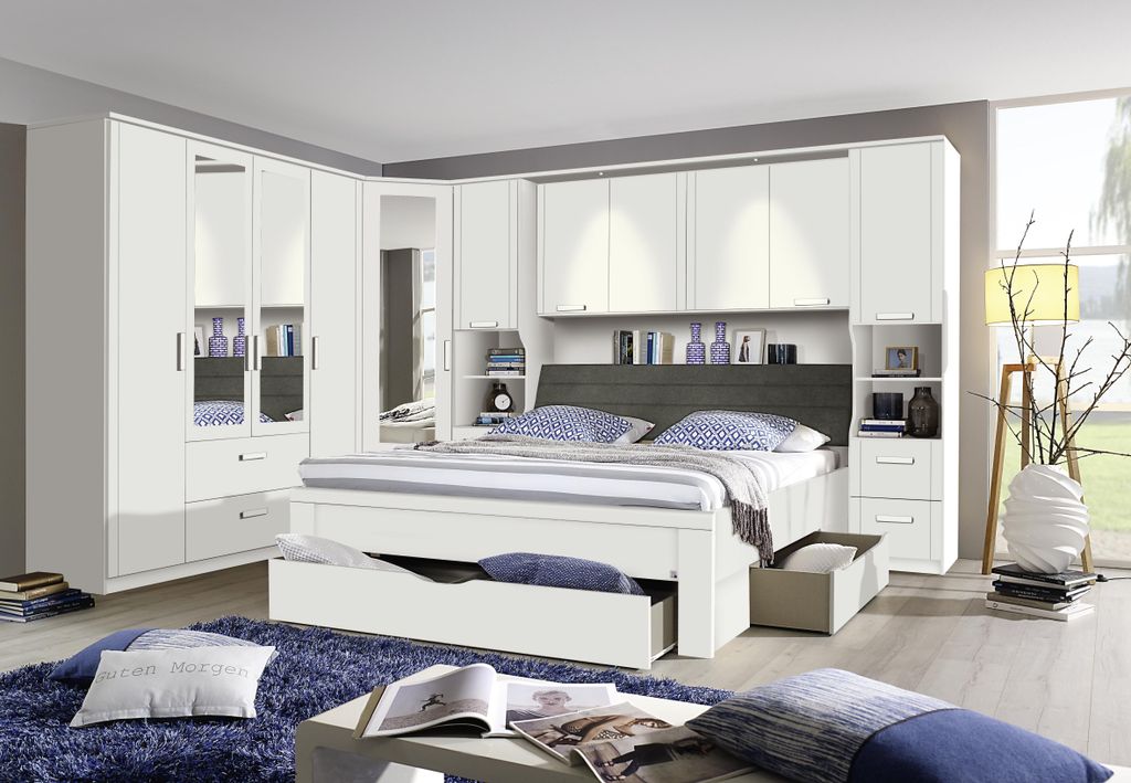 Bettanlage Lindau Bett Schlafzimmer weiß mit Stauraum Produktbild 