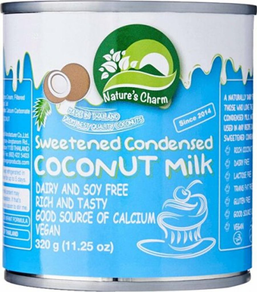 A can of Nature's Charm Sweetened Condensed Coconut Milk.