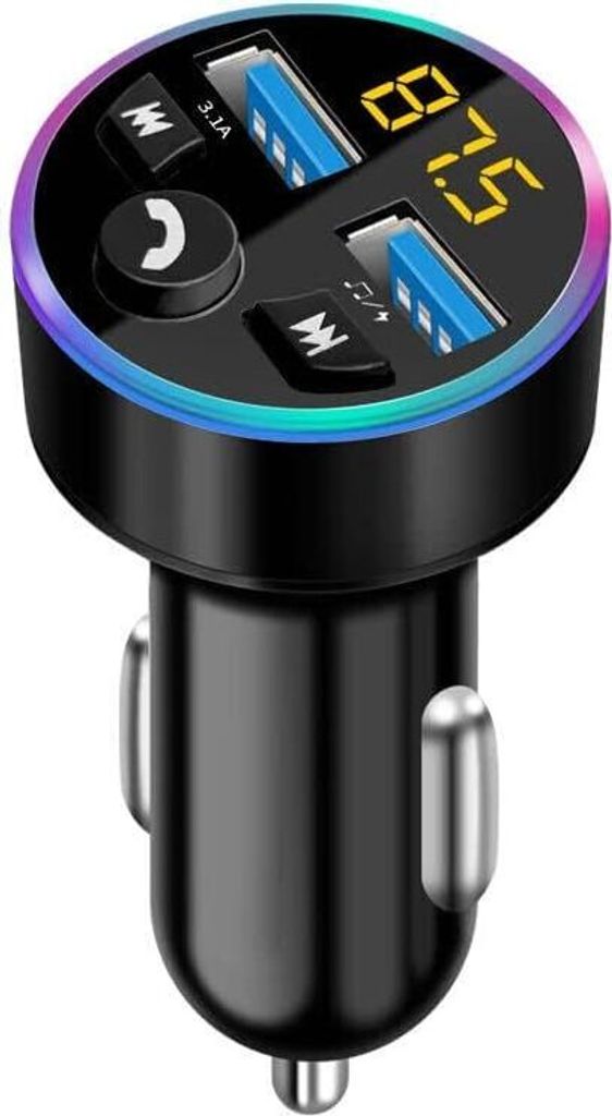 Auto FM Transmitter, Bluetooth 5.0 Autoradio Audio Adapter MP3 Player, Auto Bluetooth Radio Adapter mit Dual USB Ladegerät für Handy