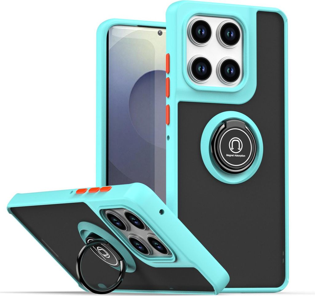 Hülle für Motorola Edge 60 Pro Matte Transluzent TPU Stoßfest Schutzhülle mit Ring Halter Ständer Hellblau