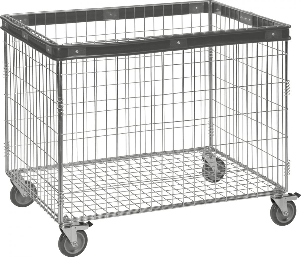 Kongamek Gitterwagen, offen 830x630x735mm mit Stoßschutz Gummi Ø100mm mit Bremse