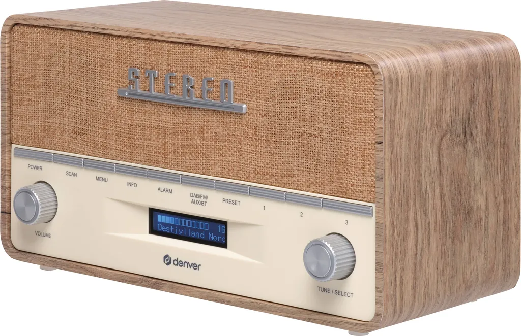 Poste de radio DAB+ vintage Denver avec Bluetooth et finition bois clair