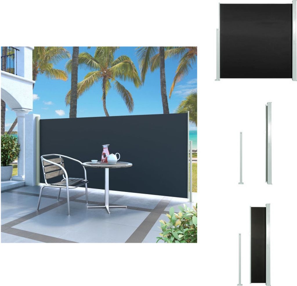 vidaXL Ausziehbare Seitenmarkise 140x300 cm Schwarz - Sonnenschirme & Sonnenschutze