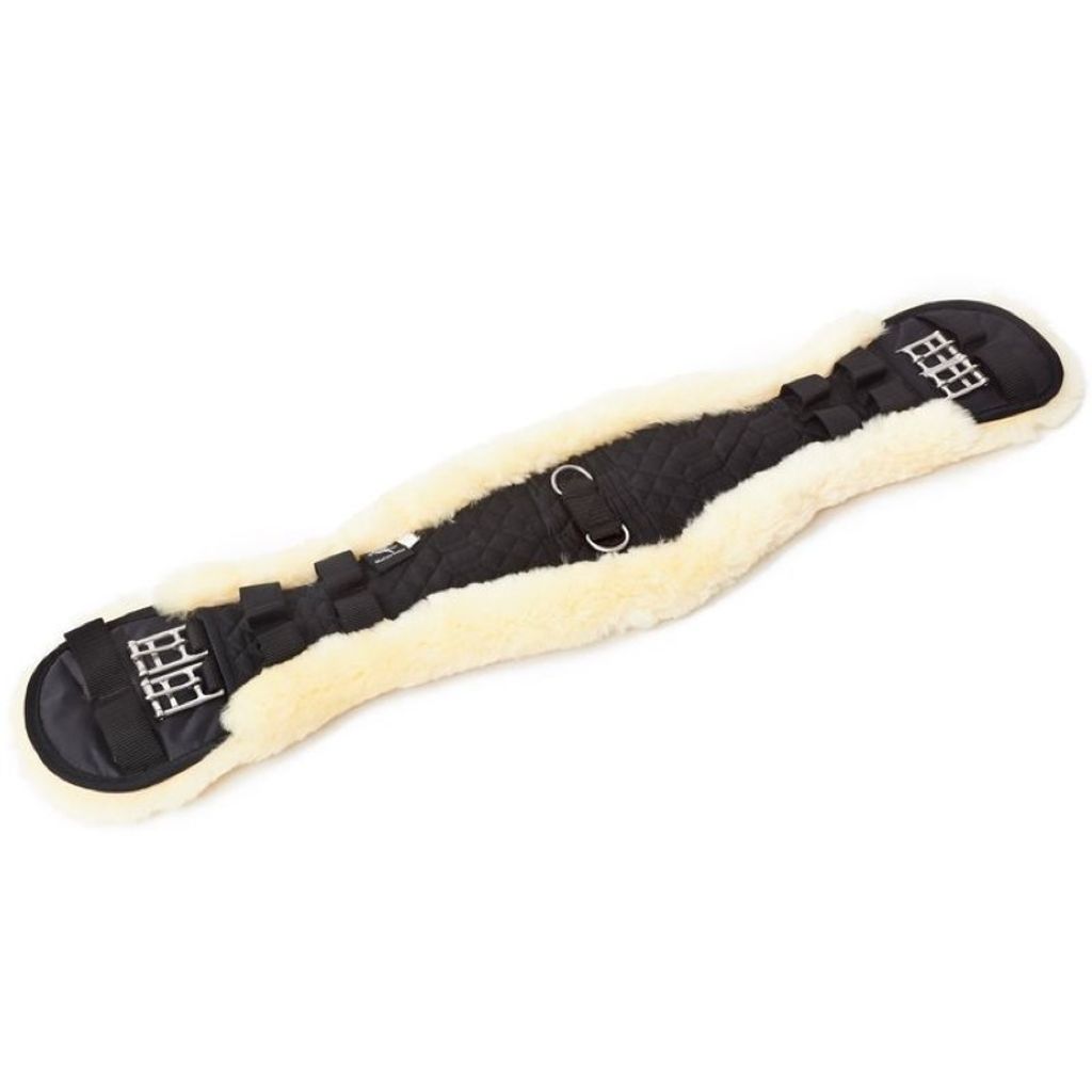 Engel Reitsport Lammfell Sattelgurt Dressur Gurt schwarz/Fell med. 26" (65cm)
