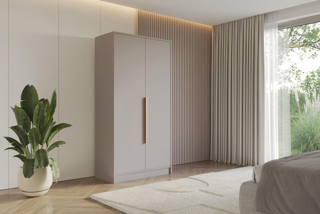 ALTDECOR Kleiderschrank PERE - 100x200x51 Kaschmir Schrank Garderobenschrank Mehrzweckschrank mit modernen glatte Fronten und goldenen Griffen